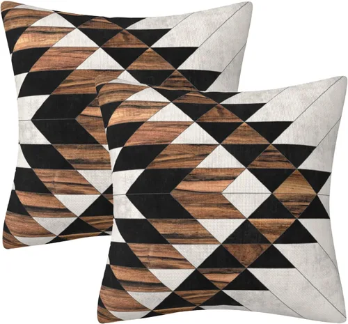 Vista 19 de Fundas de almohada decorativas rústicas de Aqua y blanco a cuadros estilo búfalo para sofá, funda de almohada para granja, decoración