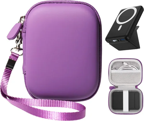 Vista 6 de Alltravel Funda tamaño palma para cargador portátil inalámbrico magnético plegable, compatible con Yiisonger, Anker 622/633, AOGUERBE, podoru (negro)