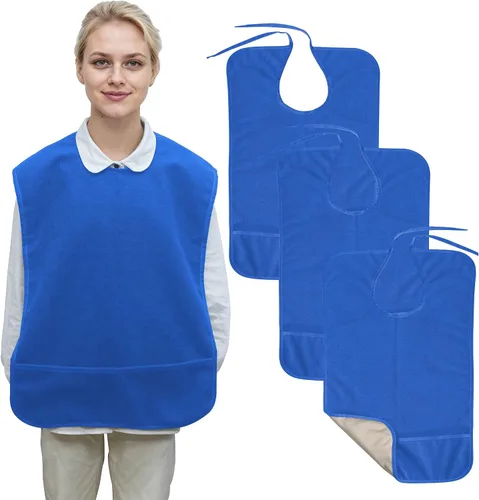 Vista 9 de Babero antideslizante para adultos para comer, baberos grandes impermeables para adultos, para mujeres mayores, hombres, lavables