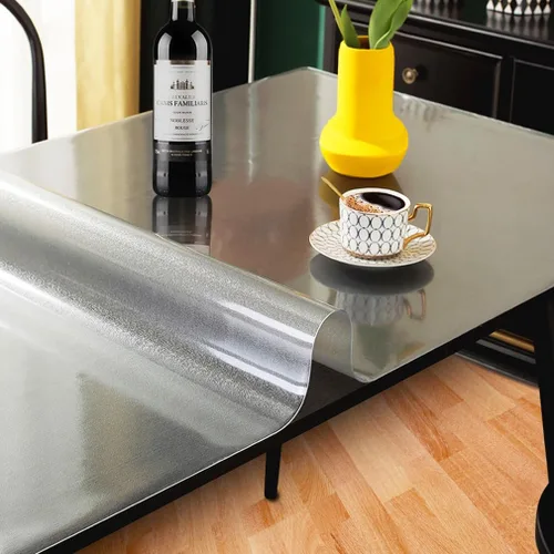 Vista 3 de Protector de mesa esmerilado de 12 x 24 pulgadas, cubierta de mesa de plástico de 2mm de grosor, protector de mantel de plástico transparente, a