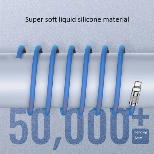 Vista 5 de xiwai Tipo A 120 W de alimentación USB-A a USB-C de silicona líquida ultra suave USB2.0 Cable azul de datos carga rápida para portátil Tablet