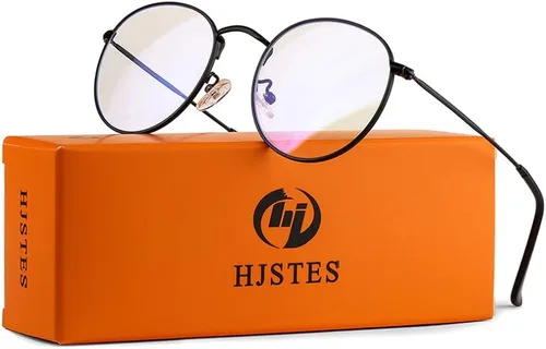 Vista 13 de HJSTES - Gafas redondas con filtro de luz azul para hombres y mujeres, estilo retro, con lente transparente y marco metálico