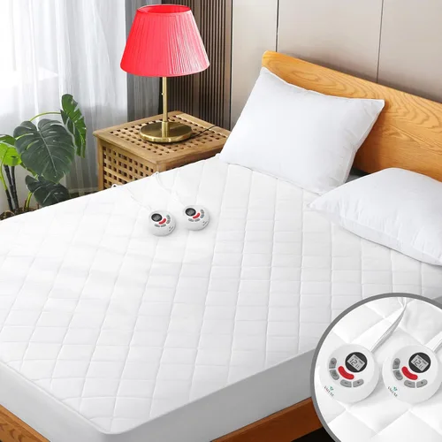Vista 11 de VALUXE Protector de colchón térmico tamaño individual XL, 12 ajustes de calor, calentador de cama eléctrico Quilted Heating Pad, Single Control
