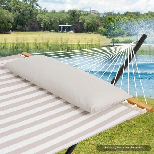 Vista 2 de SUNCREAT Almohada de hamaca desmontable extra grande para exteriores con lazos, café