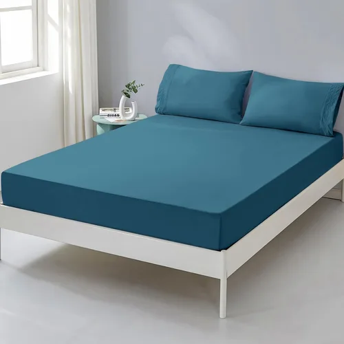 Vista 19 de Sábana bajera ajustable floral con fundas de almohada, 100% microfibra cepillada, sábana bajera ajustable con bolsillo profundo, ultrasuave