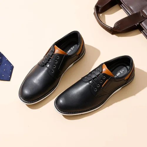 Vista 2 de Bruno Marc Zapatillas de vestir Oxford Casual Derby para hombre Negro
