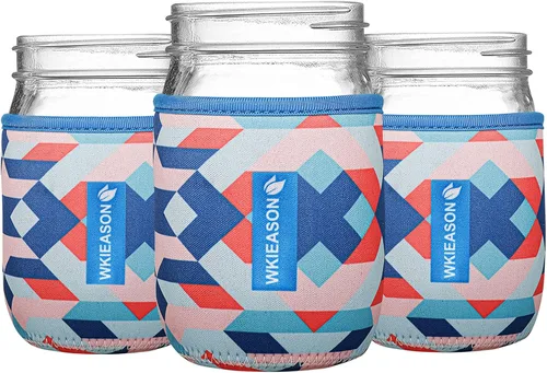 Vista 8 de WKieason - Funda de neopreno para tarro de masón de boca regular de 16 onzas, fundas para tarros de 16 onzas, funda para boca regular