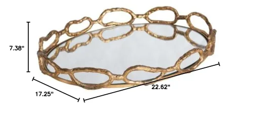 Vista 6 de Uttermost Bandeja decorativa con espejo de hoja dorada con cadena de cable