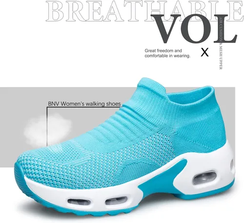 Vista 4 de Raoendis Zapatos de caminar para mujer Zapatos deportivos tipo calcetín para uso diario casual, zapatos cómodos de trabajo de enfermería