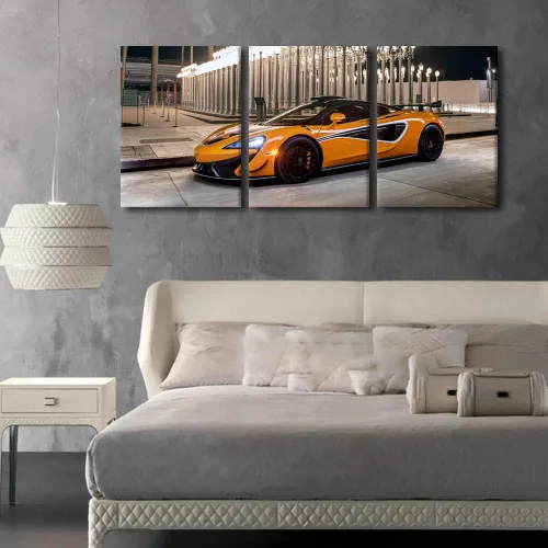 Vista 115 de Arte de pared de auto deportivo rojo para sala de estar, arte de pared de lienzo de súper auto genial, imágenes pósters, 3 piezas, arte moderno