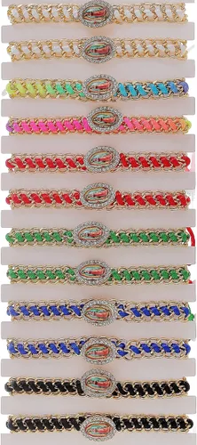 Vista 11 de Paquete de 12/6 piezas Pulseras de San Benito Protección hechas a mano con cordón rojo y negro, pulseras de muñeca Benedict ajustables, medalla