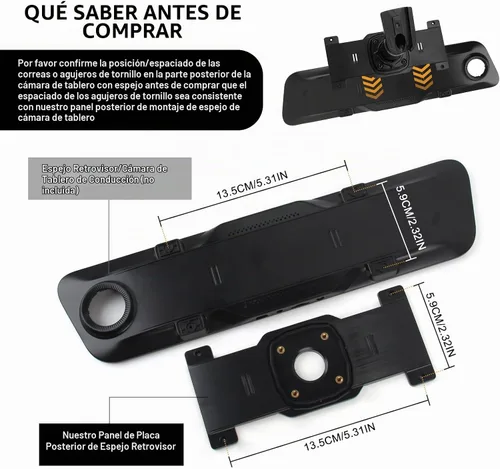 Vista 4 de Kit de panel de placa trasera para espejo retrovisor para espejo retrovisor de 5.5 a 12 pulgadas