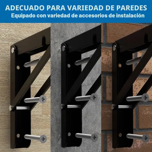 Vista 7 de LEOPO 16 Inch Folding Shelf Brackets, 2 Pack Foldable Shelf Supports Negro-Paquete de 2