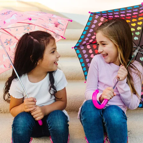 Vista 6 de Paraguas para niños Wildkin Dosel a prueba de lluvia, mango curvo, diseño fácil de colgar