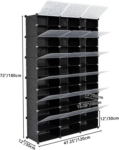 Vista 3 de CONFIAR Estante organizador portátil de 12 niveles, 72 pares, 36 rejillas, estante de almacenamiento de torre, soporte expandible para tacones
