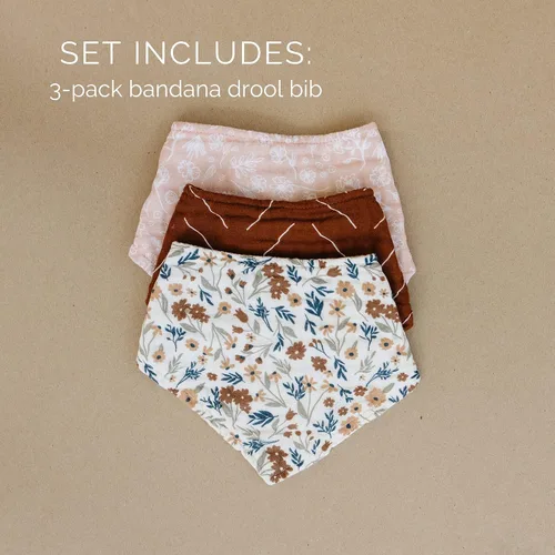 Vista 2 de Mebie Baby Babero de muselina de algodón, paquete de 3 baberos para eructos, escupir, baberos, baberos bandana para bebé niño o niña