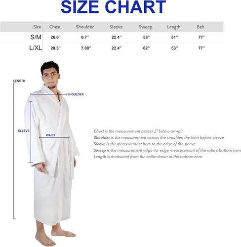 Vista 11 de Superior Traditional Premium Turkish Cotton Lightweight Long Bathrobe with Pockets Bath Robes, Men's Small-Medium, Grey