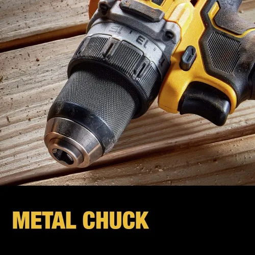 Vista 8 de DEWALT 20V MAX* XR® Kit de taladro/destornillador inalámbrico sin escobillas de 1/2 pulgada (DCD800P1), Amarillo