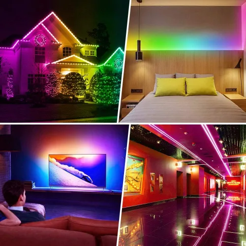 Vista 4 de Rainbow Chasing - Tira de luces LED USB de 9.8 pies, tira de luz RGB 5050 que cambia de color con control remoto de 17 teclas, luces LED flexibles