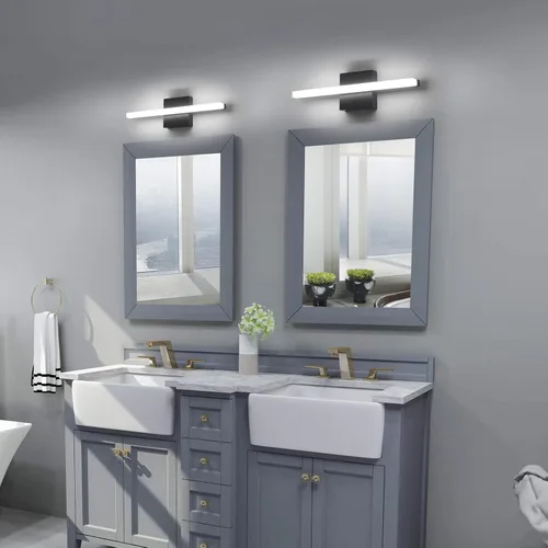 Vista 8 de Modernas luces LED de tocador para baño, 16 pulgadas, 9 W, luz diurna, blanco y negro, luces sobre espejo, accesorios de iluminación de tocador