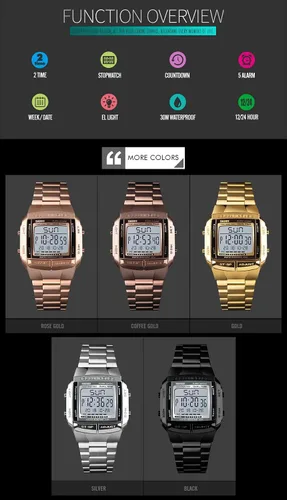 Vista 7 de FANMIS Relojes digitales de lujo unisex multifuncionales, cronómetro, alarma de cuenta regresiva, retroiluminación, resistente al agua