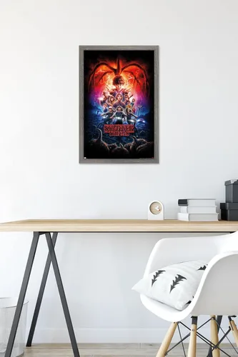 Vista 6 de Trends International Netflix Stranger Things: Season 2 - Póster de pared de una hoja, 22.4 pulgadas de largo x 14.7 pulgadas, versión enmarcada
