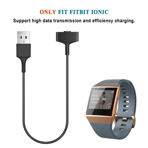 Vista 2 de Cable de carga compatible con cargador Fitbit Ionic, adaptador de cable de cargador USB de repuesto de 3.3 pies para reloj inteligente iónico