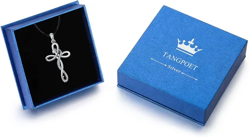 Vista 7 de TANGPOET - Collar de serpiente de plata de ley con colgante de Ankhmal de ojo joyería de protección regalo de Navidad para mujeres y hombres y ella