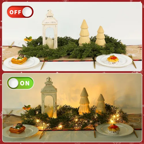 Vista 5 de Breeze Touch Guirnalda de Navidad de 6 pies con luces de cedro preiluminada, guirnalda de cedro realista para chimenea, barandilla de escaleras