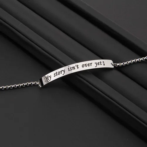 Vista 3 de MYOSPARK My Story Isnt Over Yet Pulsera estilo ID de recuperación inspiradora regalo semiccolon