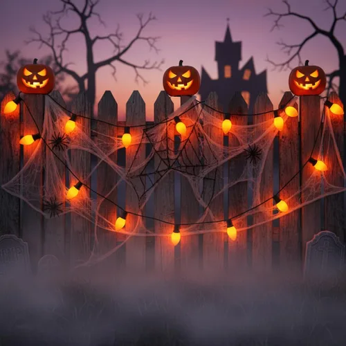 Vista 8 de Luces LED C9 de Halloween, 25 pies, 26 bombillas, ahorro de energía de 120 V, luces conectables resistentes a la intemperie IP44 para patio, techo