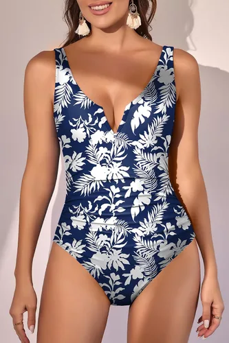 Vista 4 de Eomenie Traje de baño de una pieza para mujer, con control de abdomen, cuello en V, espalda baja