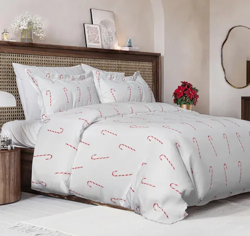 Vista 13 de Juego de funda de edredón de Navidad tamaño individual, funda de edredón extra suave con 1 funda de almohada, ropa de cama navideña con cierres
