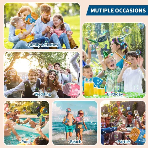 Vista 6 de Pistola de burbujas Pistola de burbujas de 132 agujeros, soplador de burbujas con luces coloridas, juguetes de verano para niños pequeños