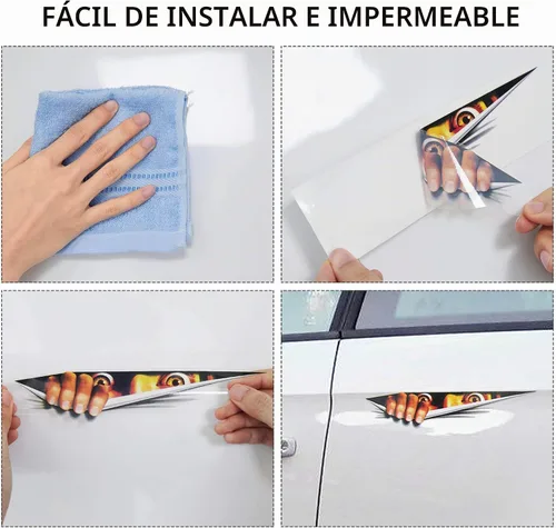 Vista 7 de TOMALL 3 calcomanías de simulación 3D de ojos estéreos para el automóvil, calcomanías de hombre que mira a la mujer, calcomanías de ojos