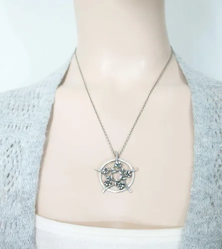 Vista 8 de Woot & Hammy Five Flowers Hidden Pentacle Pendant, 100% Sterling Silver, Handmade