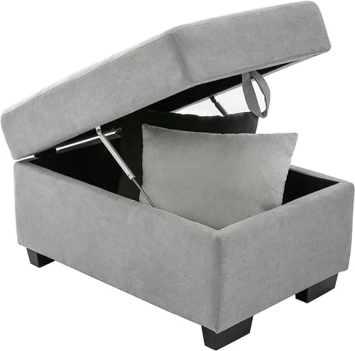 Vista 9 de Velvet Sleeper Sectional Sofa- L-Shape Corner Couch Sofa-Bed with Storage Ottoman & Hidden Arm Storage & USB Charge for Living Room Apartment Grey