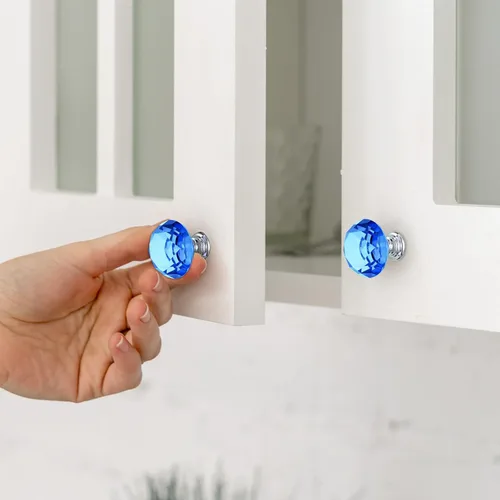 Vista 6 de Jetec 20 piezas tiradores de cristal para cajones pomos de gabinete 30mm pomos de diamante para aparador para cajones de aparador cocina estantería