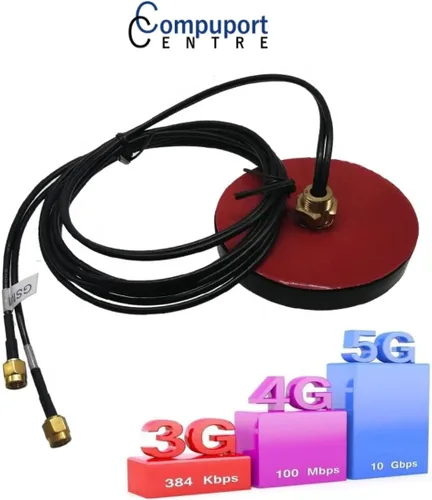 Vista 6 de CompuPort 5G LTE Puck Antena omnidireccional de alta ganancia MIMO Dual Diversity con cables SMA macho de 15 pies, funciona con Sierra Airlink
