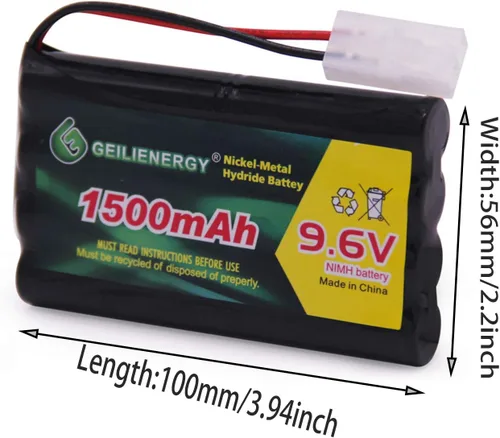 Vista 2 de Batería recargable NiMH de 9.6 V 1500 mAH de 8 celdas AA con conector estándar Tamiya enchufe y cables de carga USB para automóviles a control