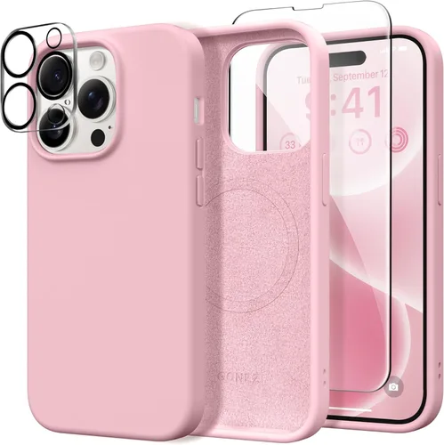 Vista 31 de GONEZ Funda magnética para iPhone 14, compatible con Magsafe, con protector de pantalla + protector de cámara, forro de microfibra antiarañazos