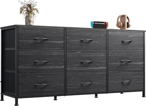 Vista 23 de WLIVE Soporte de TV para TV de 55 pulgadas, cómoda de 9 cajones para A-Rosa