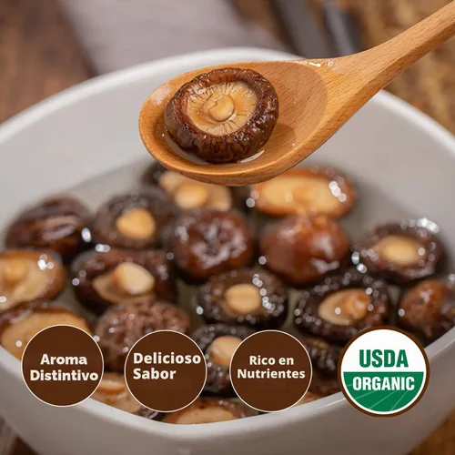 Vista 3 de VIGOROUS MOUNTAINS Setas Shiitake Deshidratadas Orgánicas USDA, Hongos Secos Deshidratados para Cocinar 4.23oz, 120g