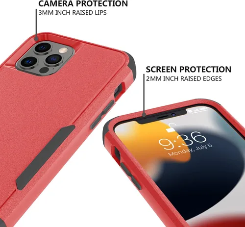 Vista 2 de TJS Funda compatible con iPhone 13 Pro Max, con protector de pantalla de vidrio templado, resistente, resistente, a prueba de golpes, protección