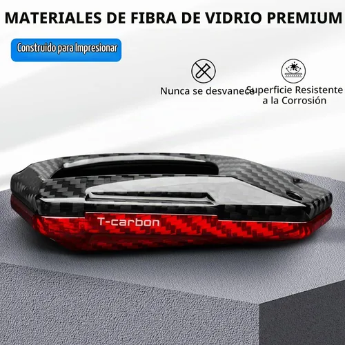 Vista 3 de T-carbon Protector de llavero de fibra de carbono real compatible con funda Negro-rojo