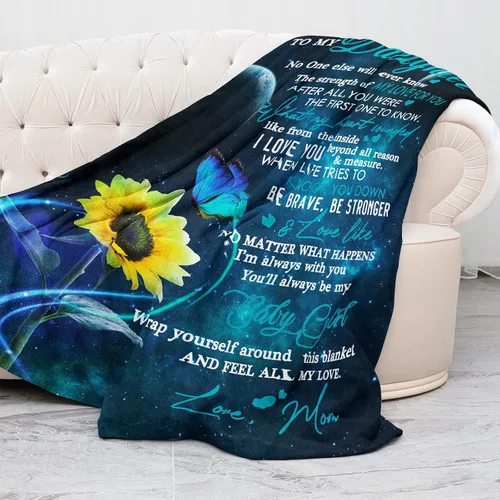 Vista 2 de Regalo para mi hija manta de mamá como regalo de cumpleaños "Te quiero" para ella, franela ultrasuave forro polar ligera para cama