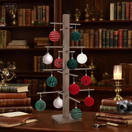 Vista 9 de Árbol de exhibición de adornos navideños de 32 pulgadas, centros de mesa para mesas, soporte para árbol de adornos de mesa, árbol artificial de mesa