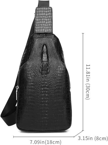 Vista 7 de Leather Sling Bag Hiking Daypack for Men Women Outdoor Travel Camping Fishing Business Crossbody Shoulder Chest Pack