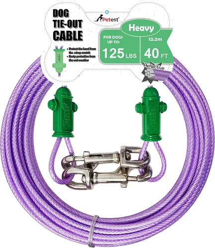 Vista 9 de Petest Cable de amarre reflectante con cubierta de crimpado para perros pequeños de hasta 35 libras, 15 pies