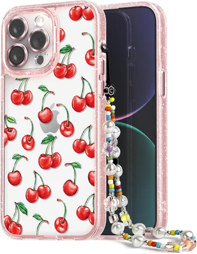 Vista 135 de Compatible para iPhone 13 Funda Bonita Estética - Funda para Teléfono Rosa con Purpurina con Protector de Cámara - Diseño de Cubierta